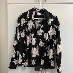 Calvin Klein Monochrome Abstract Blouse Sz L